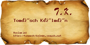 Tomásch Kálmán névjegykártya